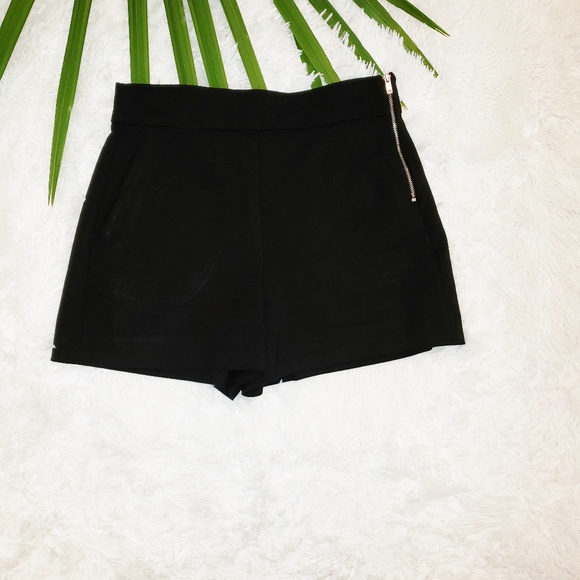 zara black high waisted shorts